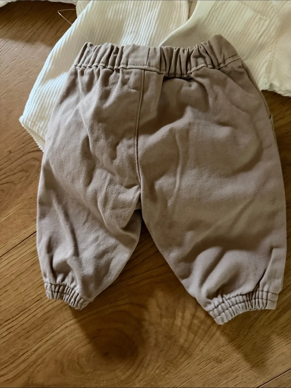 Carter's Cream Long-Sleeve Button Shirt with Tan Pants - Newborn Matching Set